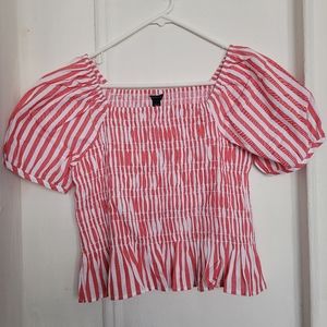 Ann Taylor Red and White Striped Top